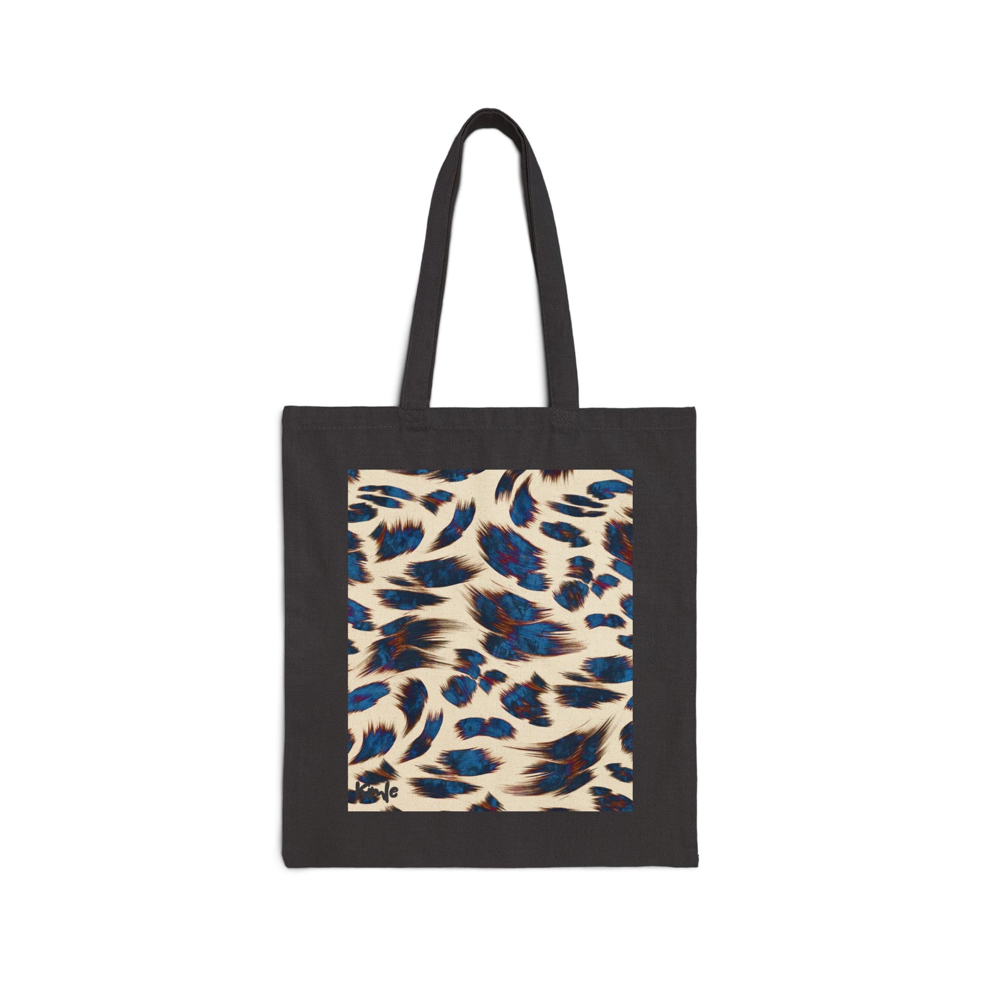 Abstract Blue And Brown Cotton Canvas Tote Bag